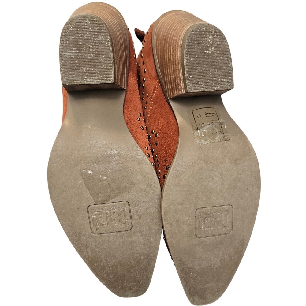 Dingo Burnt Orange Suede Studded Western‎ Ankle Boots Size 10 Cowgirl Booties - Picture 7 of 11